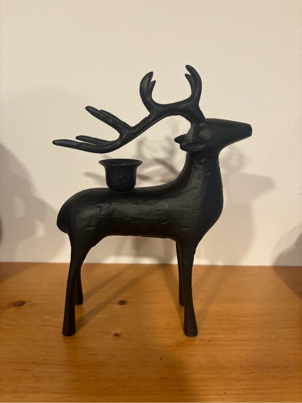 Pottery Barn Black Reindeer Taper Candle Holder Holiday Decor